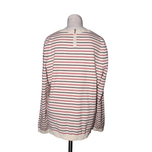 Talbots Striped Sweater Top Size L Thin Knit Coastal Stretch Patriotic Preppy - Picture 5 of 7